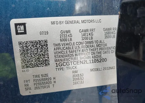 2020 Chevrolet Colorado 4Wd Short Box Lt z USA, uszkodzony, nr VIN 1GCGTCEN2L1105200